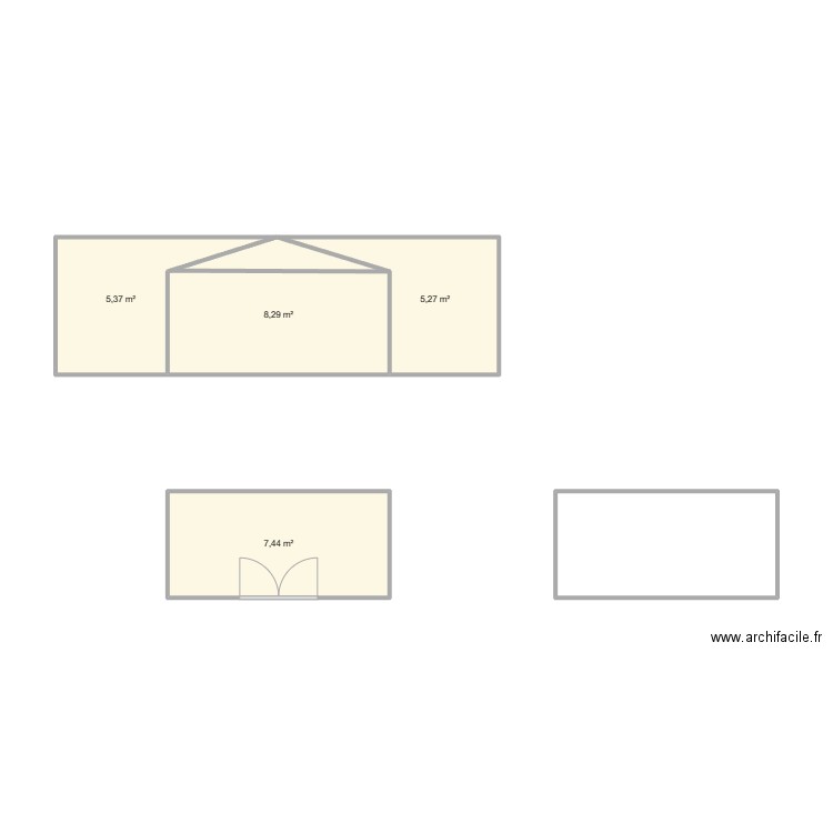 abri jardin. Plan de 4 pièces et 26 m2