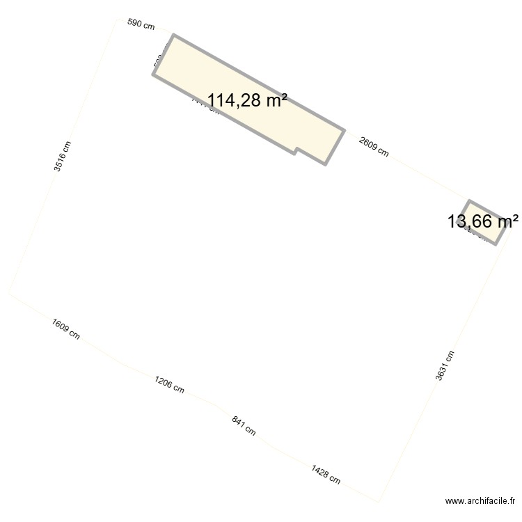 Noirmoutier1. Plan de 2 pièces et 128 m2