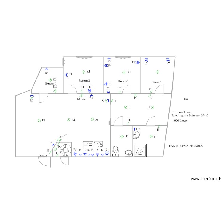 Busseret 39 40 +1. Plan de 7 pièces et 57 m2