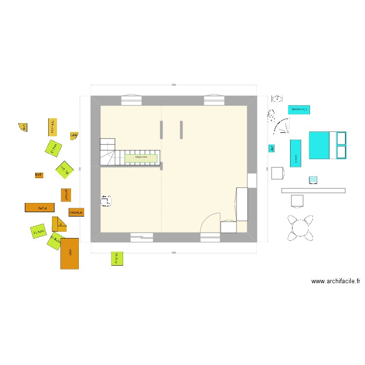 en face : essai 6bg. Plan de 1 pièce et 55 m2