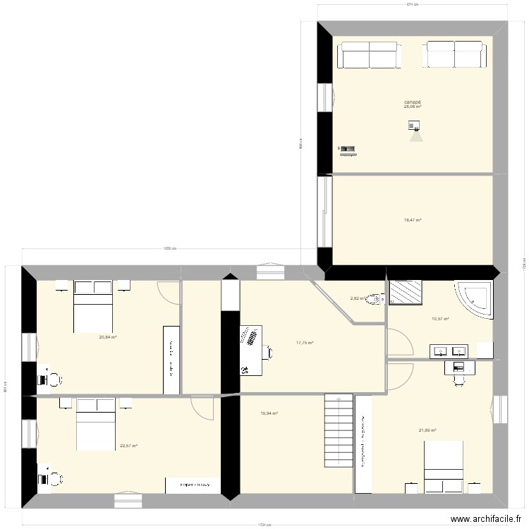 Etage Marigny - V.2024-06-16. Plan de 9 pièces et 163 m2