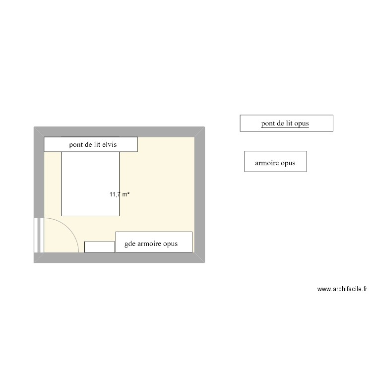 chambre tibau 3. Plan de 1 pièce et 12 m2