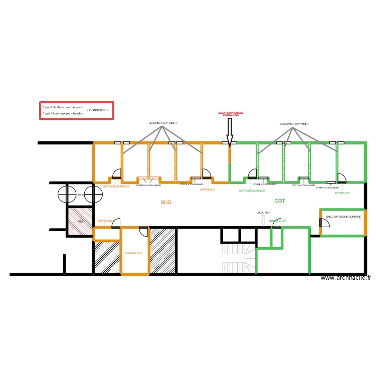 LOCAUX SYNDICAUX. Plan de 25 pièces et 329 m2