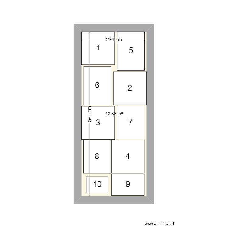 CONTAINER 20 pieds. Plan de 1 pièce et 14 m2