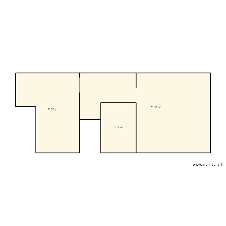 Etage 1. Plan de 3 pièces et 56 m2