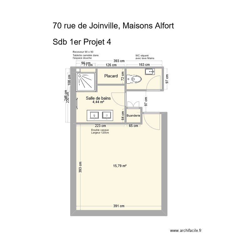 70 Joinville SDB Projet 4. Plan de 6 pièces et 23 m2