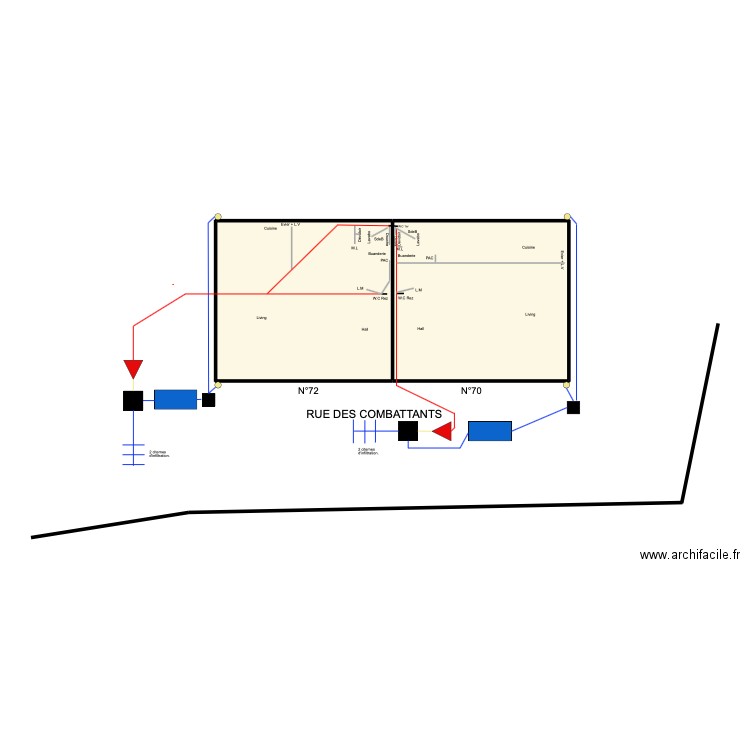 romée. Plan de 2 pièces et 54 m2