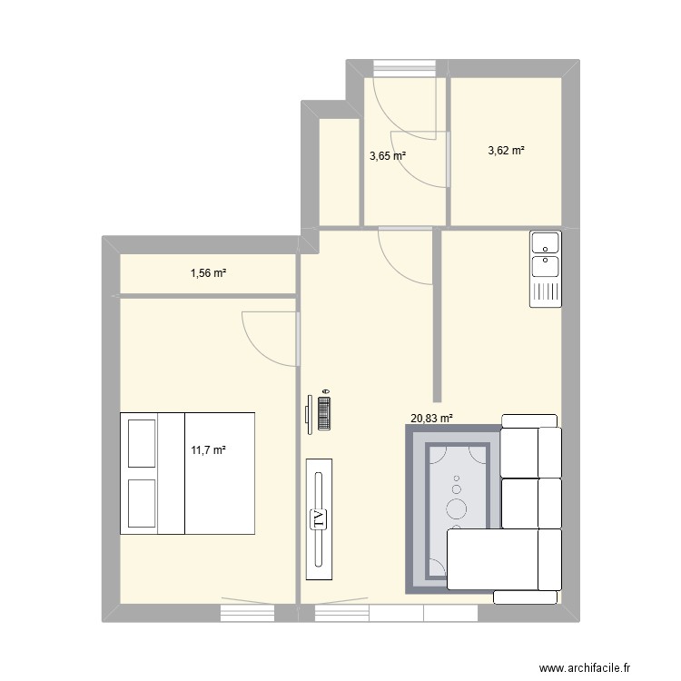 ST OUEN. Plan de 5 pièces et 41 m2