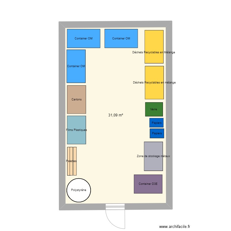 Projet. Plan de 1 pièce et 31 m2