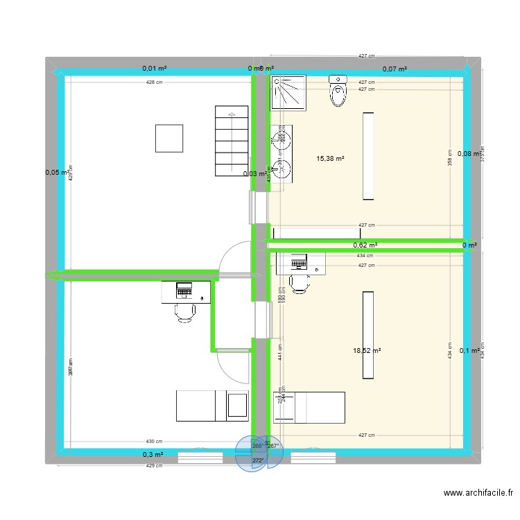 castel. Plan de 13 pièces et 35 m2