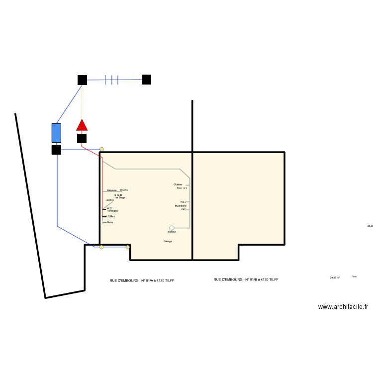 Perfido/Tilff. Plan de 2 pièces et 78 m2