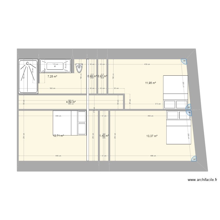 EtegeConde3. Plan de 8 pièces et 53 m2