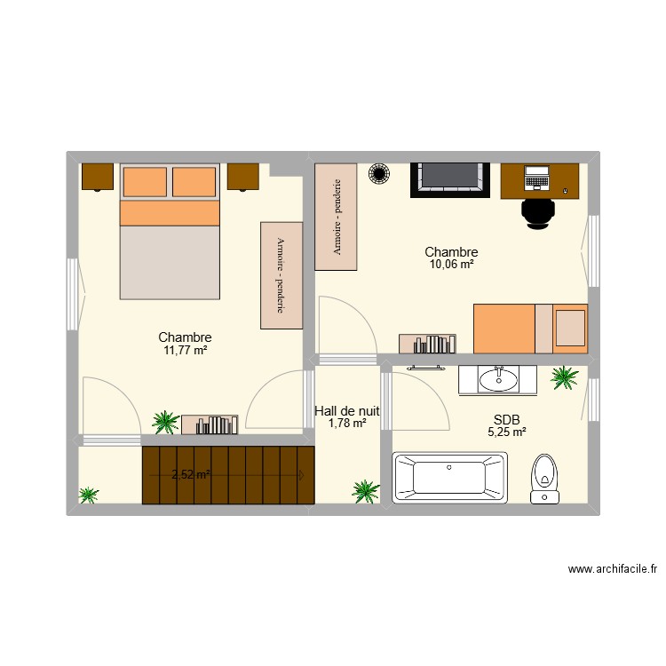 Molinvaux 1er meublé. Plan de 5 pièces et 31 m2