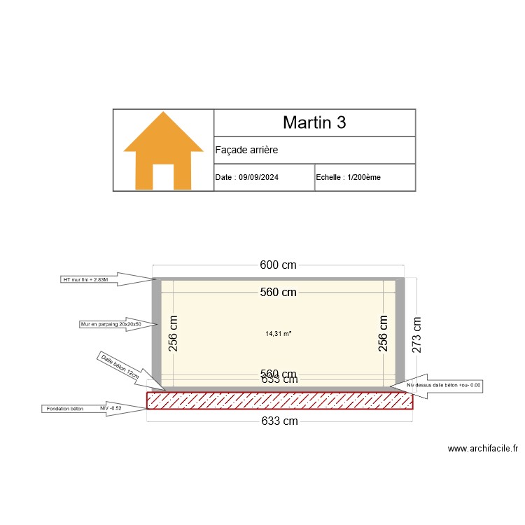 Martin croisette 3. Plan de 1 pièce et 14 m2