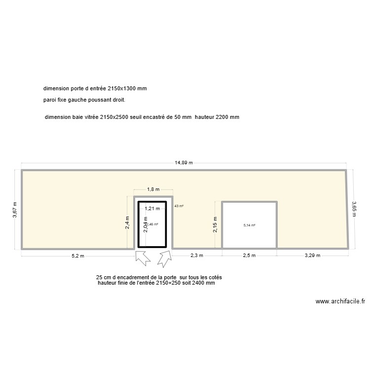 facade construction. Plan de 3 pièces et 51 m2