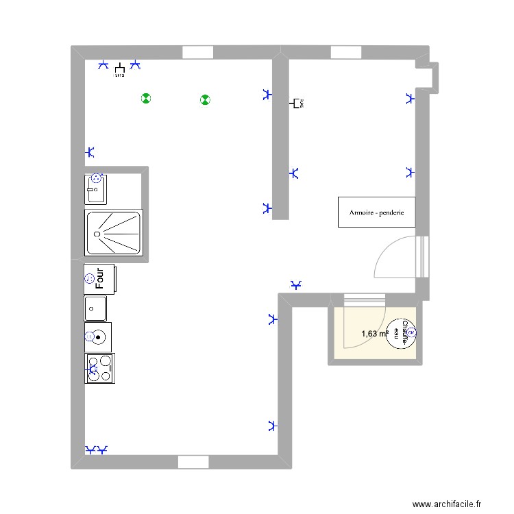 laroucau. Plan de 1 pièce et 2 m2