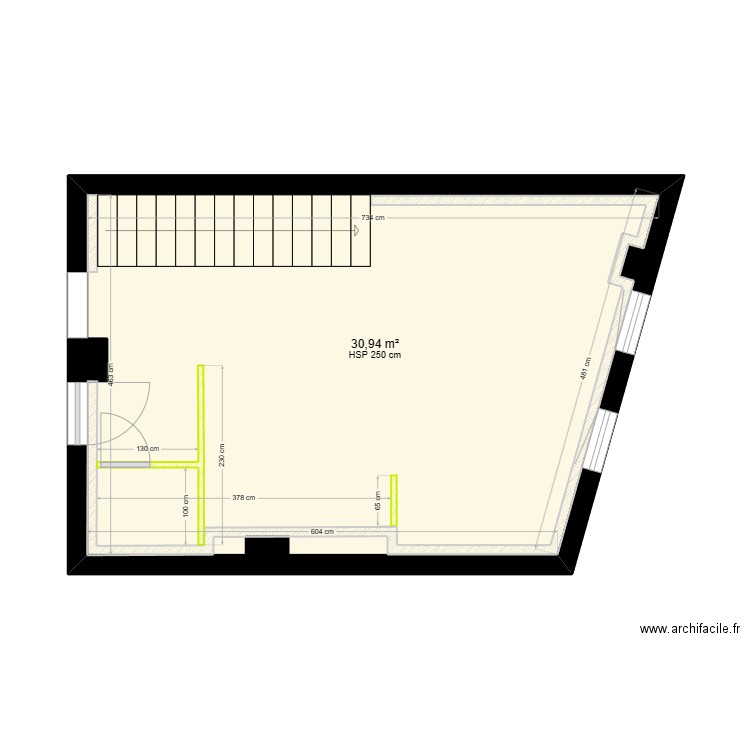 BERGEY 1er Etage placo. Plan de 1 pièce et 31 m2