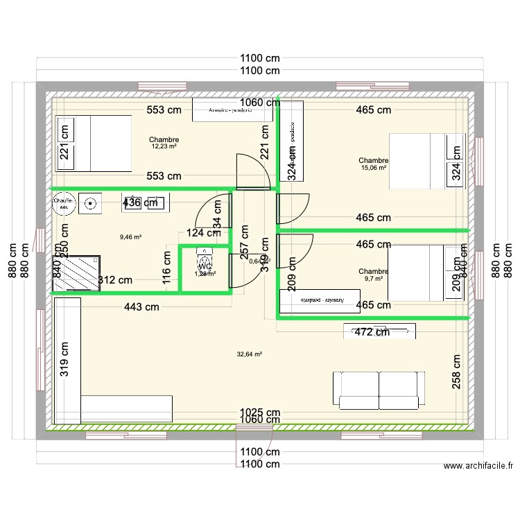 maison Gino. Plan de 7 pièces et 169 m2