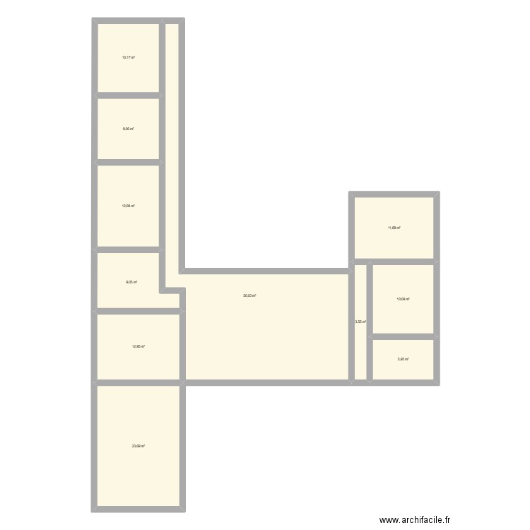 num 1. Plan de 11 pièces et 158 m2