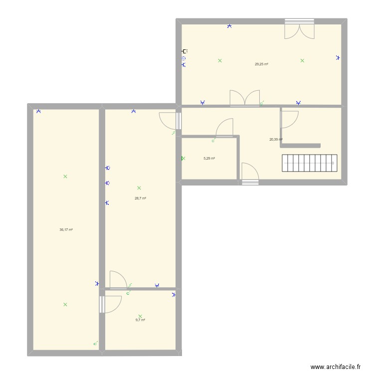 Plan. Plan de 6 pièces et 129 m2