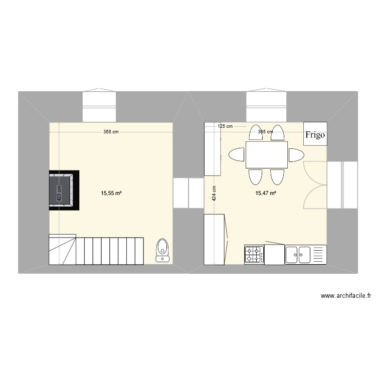 Rdc Angelise 2. Plan de 2 pièces et 31 m2