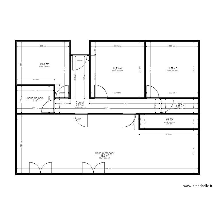 ROUSSEAU. Plan de 8 pièces et 90 m2