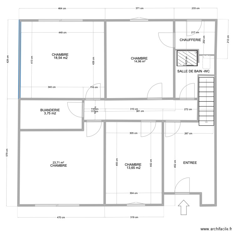 PLAN RDC MONTREUIL BLANCS VILAIN. Plan de 2 pièces et 39 m2