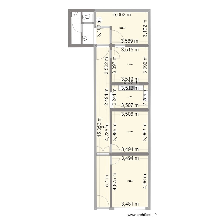 Marron Maison. Plan de 6 pièces et 87 m2