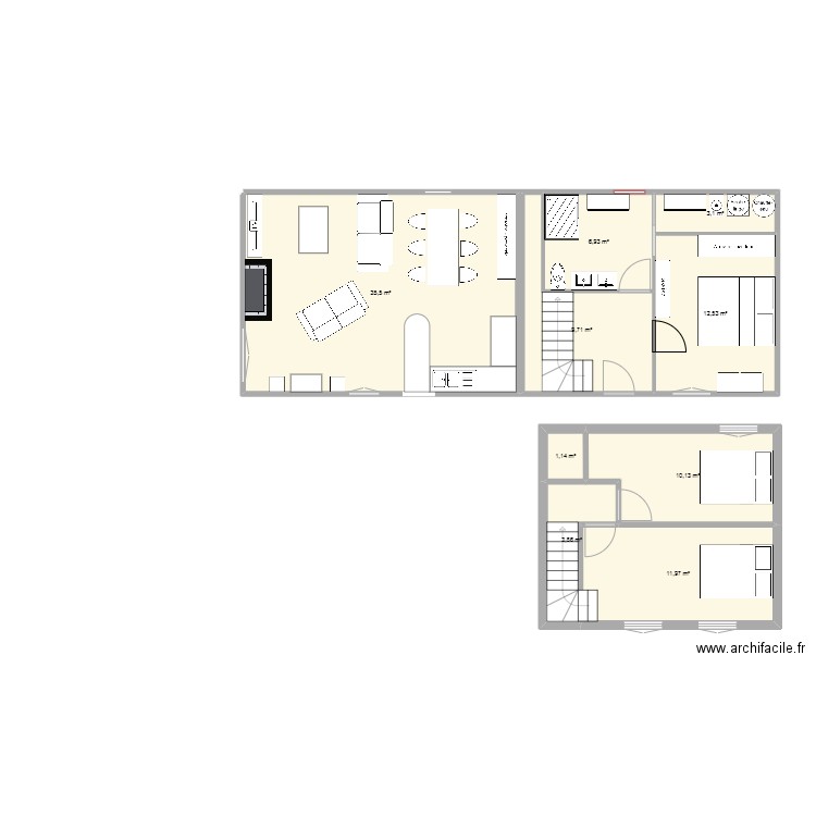 maison. Plan de 5 pièces et 151 m2