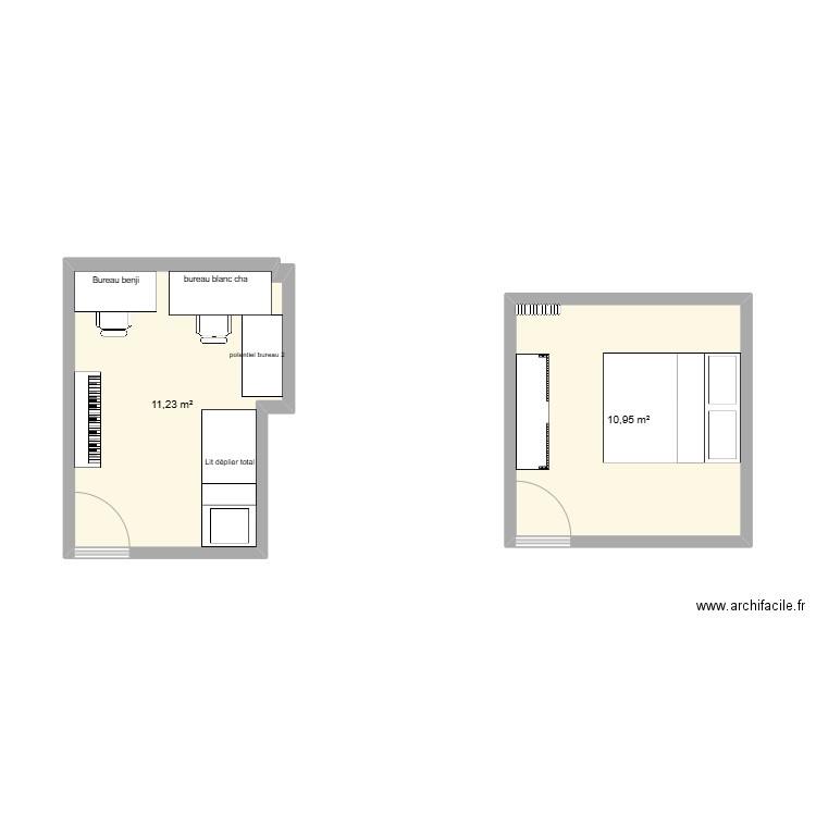 appart. Plan de 2 pièces et 22 m2