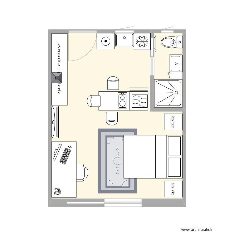 louis. Plan de 2 pièces et 22 m2