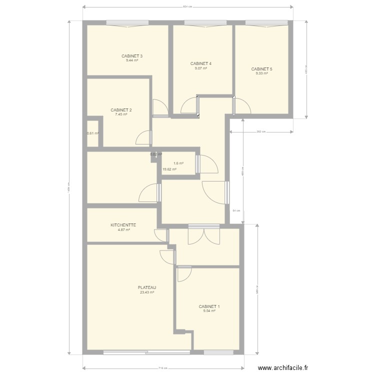 CABINET KINE. Plan de 11 pièces et 95 m2