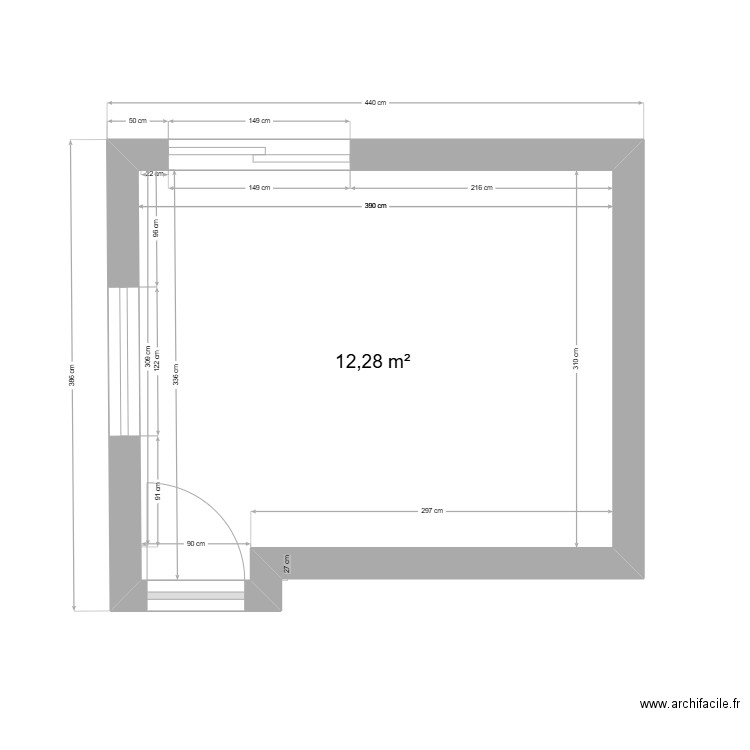 Chambre d'amis ATTIA. Plan de 1 pièce et 12 m2