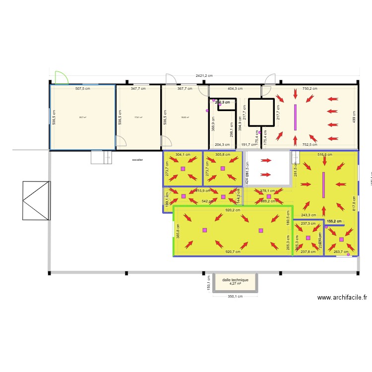 GAEC la Marmitte noms des pièces version 5. Plan de 14 pièces et 231 m2