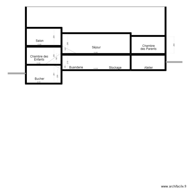 Hangar Perso Coupe. Plan de 6 pièces et 189 m2