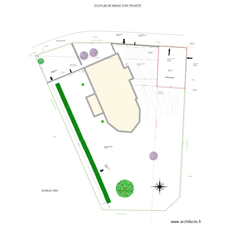 plan de masse 2. Plan de 2 pièces et 134 m2