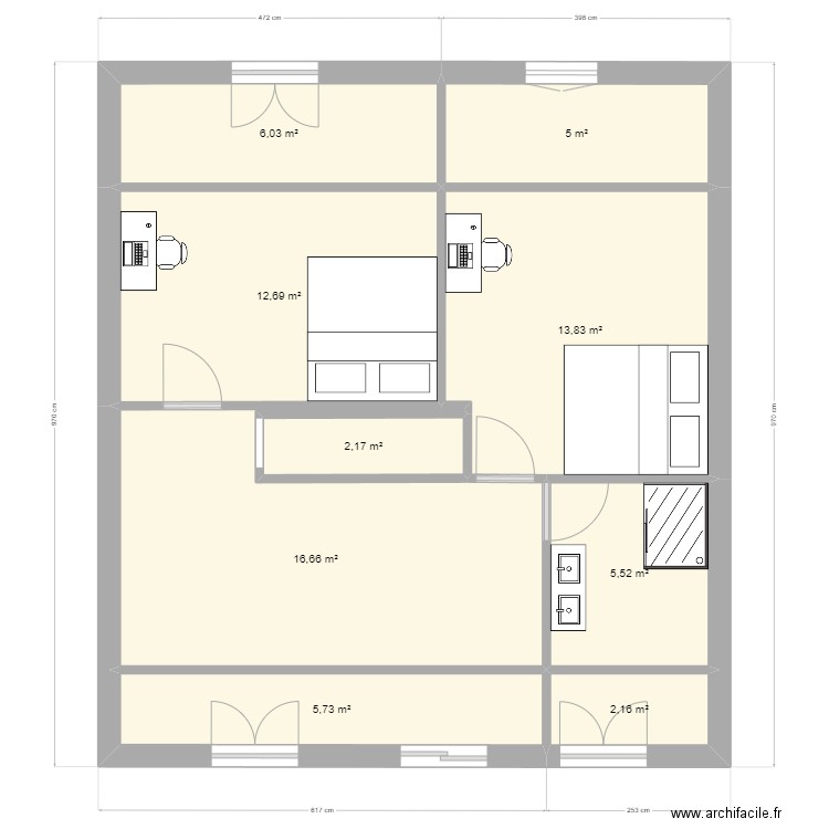 Plan_1_Etage. Plan de 9 pièces et 70 m2