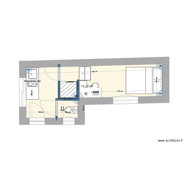 Cabane v1. Plan de 1 pièce et 14 m2