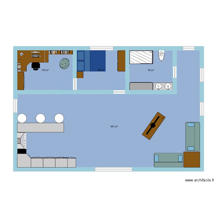 maison. Plan de 4 pièces et 87 m2