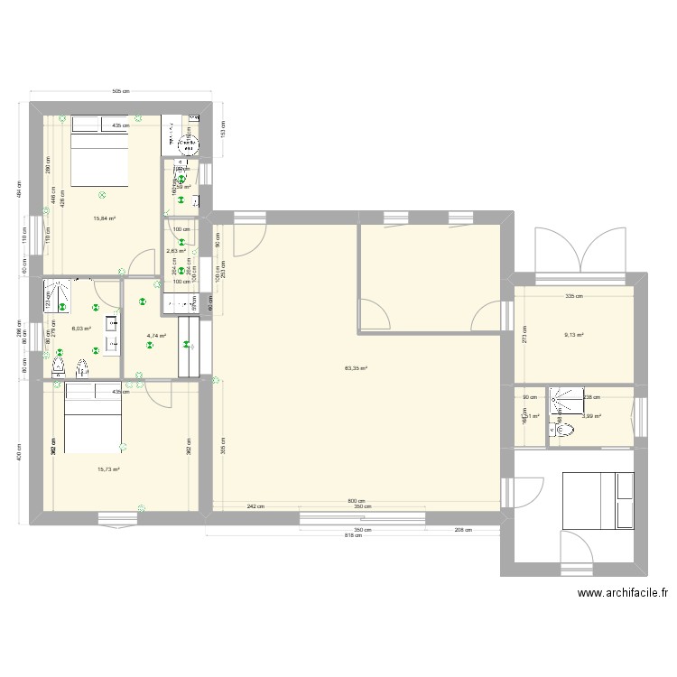 Monpazier eclairageVF. Plan de 10 pièces et 125 m2