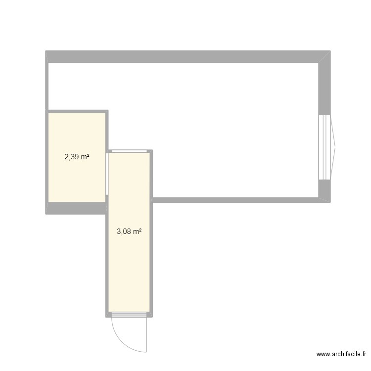 initial. Plan de 2 pièces et 5 m2