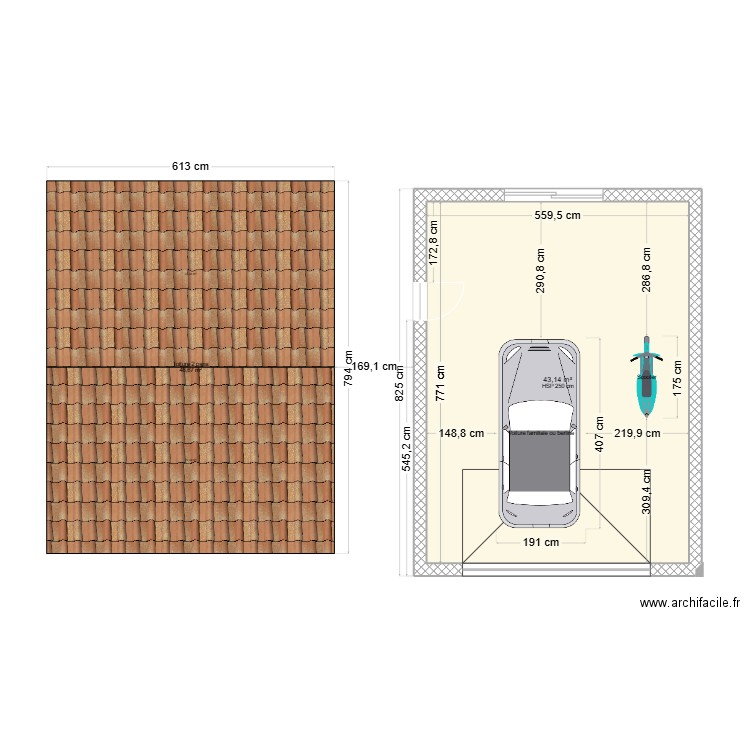 PLAN GARAGE. Plan de 1 pièce et 43 m2