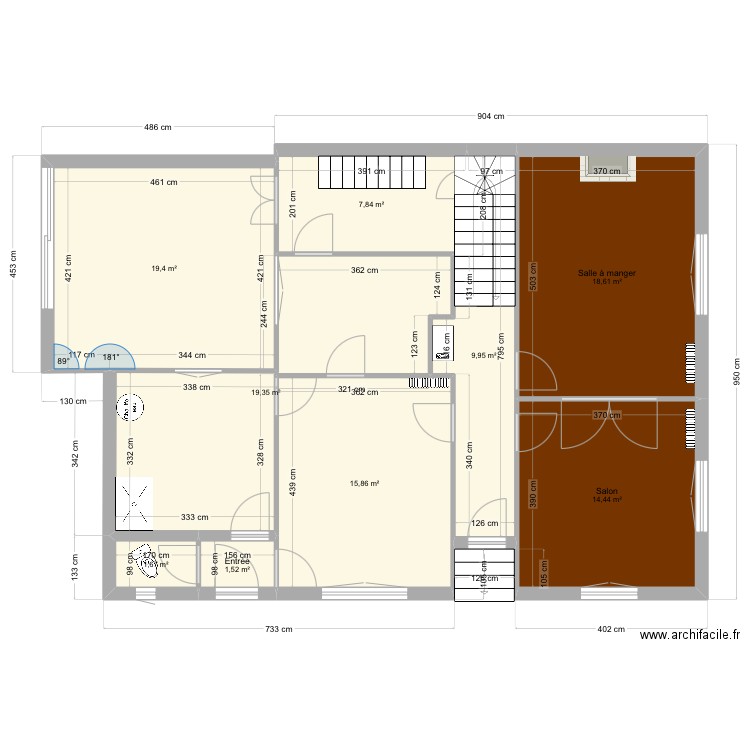 Plan cheppe. Plan de 9 pièces et 109 m2