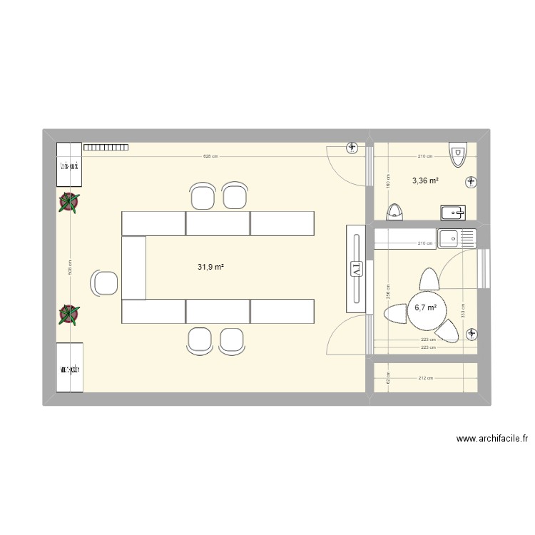 74 Bordes 4. Plan de 3 pièces et 42 m2