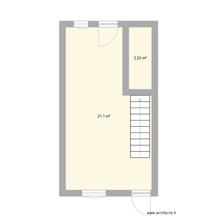 100 Bellevue. Plan de 2 pièces et 24 m2