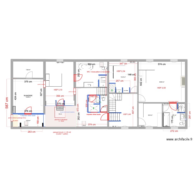 étage DROITE DEF 4 12 24. Plan de 9 pièces et 92 m2