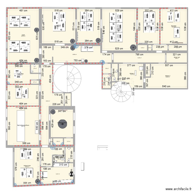 New location _B8_v10. Plan de 37 pièces et 407 m2