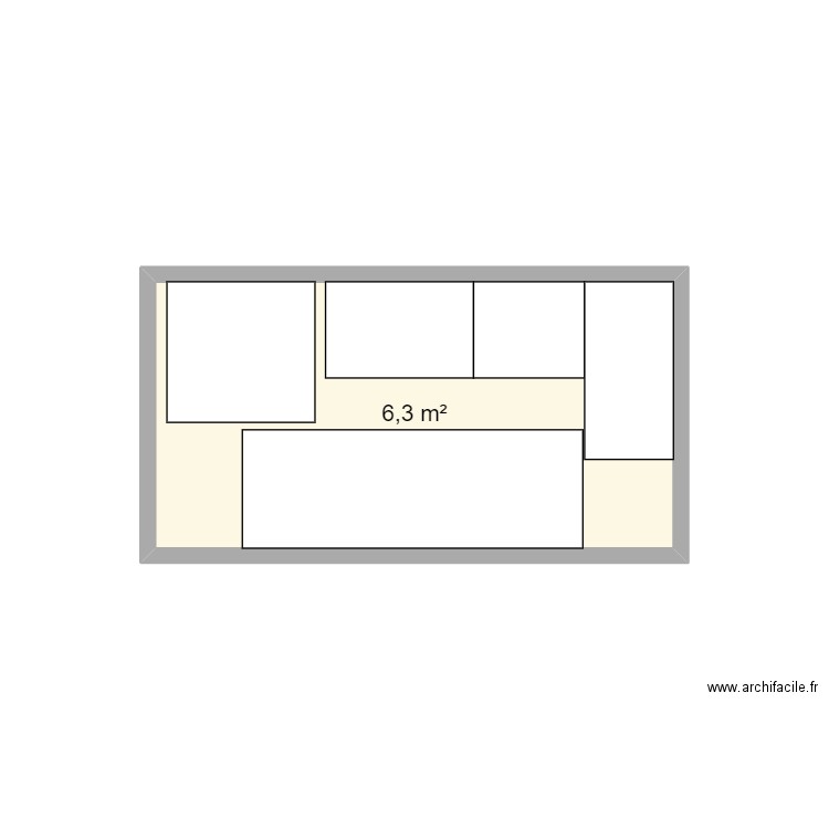 cuisine extérieur. Plan de 1 pièce et 6 m2