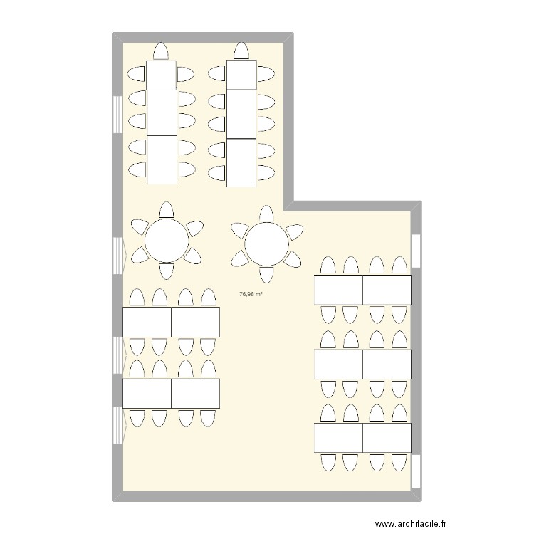 Salle Six-Communes Base 2. Plan de 1 pièce et 77 m2