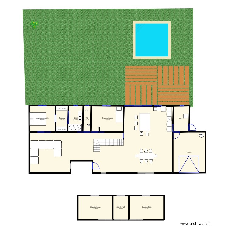 Maison Loupian. Plan de 11 pièces et 190 m2